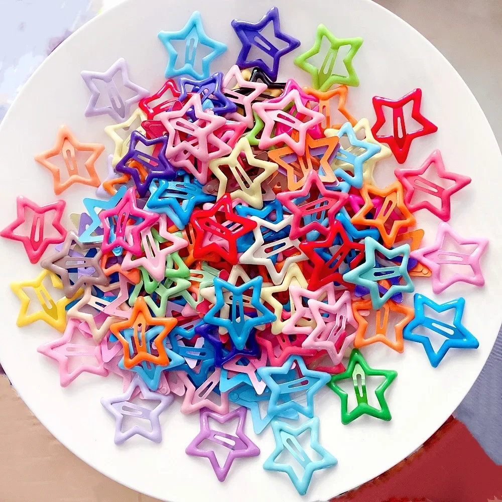 10 Stück 3cm Bunte Stern-Haarspangen für Mädchen Y2K Niedliche Stern-Haarklammern für Frauen Metall-Schnappclips Kopfschmuck Haarschmuck Accessoires