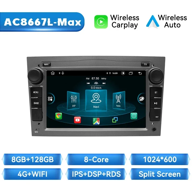 XONRICH 8G + 128G Draadloze Carplay Android 14 Auto Autoradio Voor Opel Astra H G J Antara Vectra C B Vivaro Corsa C D Zafira B Stere