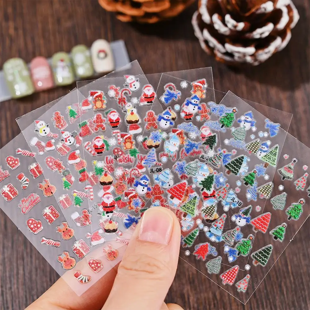 30 Sheets Cute Penguin Winter Nail Stickers Set 3D Snowflake Christmas Decals Tree Elk Bell Self Adhesive Slider Manicure Tips *