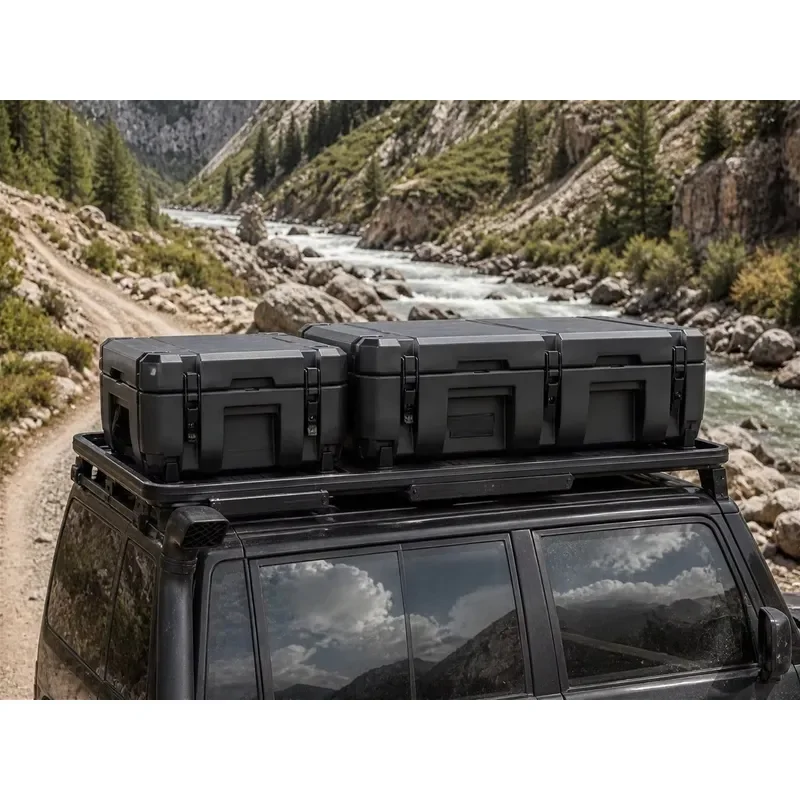 Car Roof Cargo Box 100L PE Roof Rack Carrier with Reinforced Corners Handles Waterproof Dustproof
