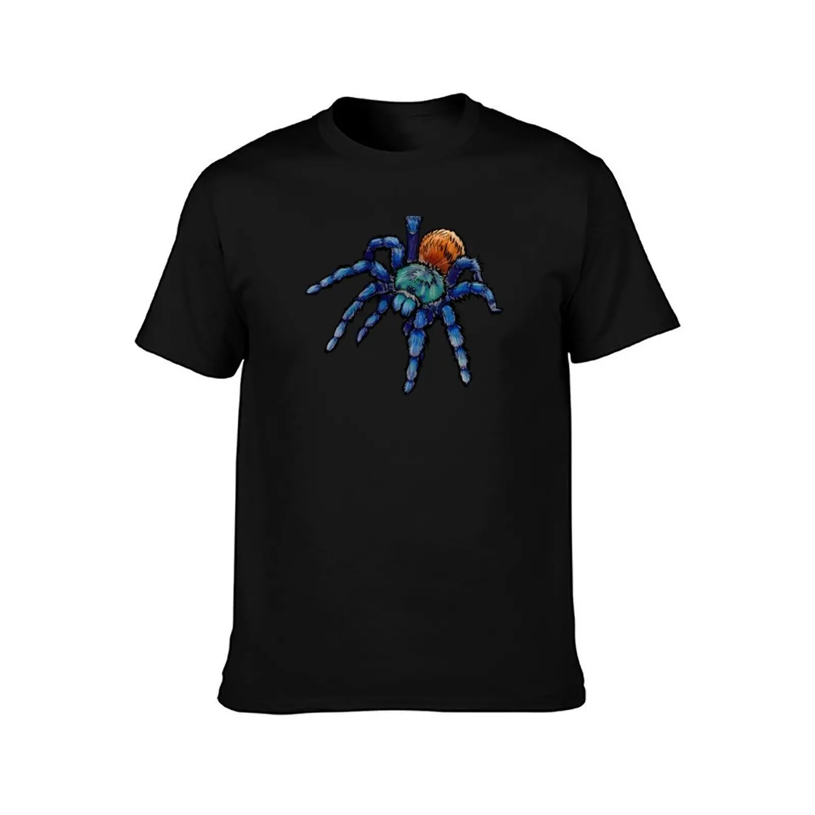 Greenbottle Blue Tarantula with Black Outline T-Shirt Large Size Loose Casual Tee T-Shirt