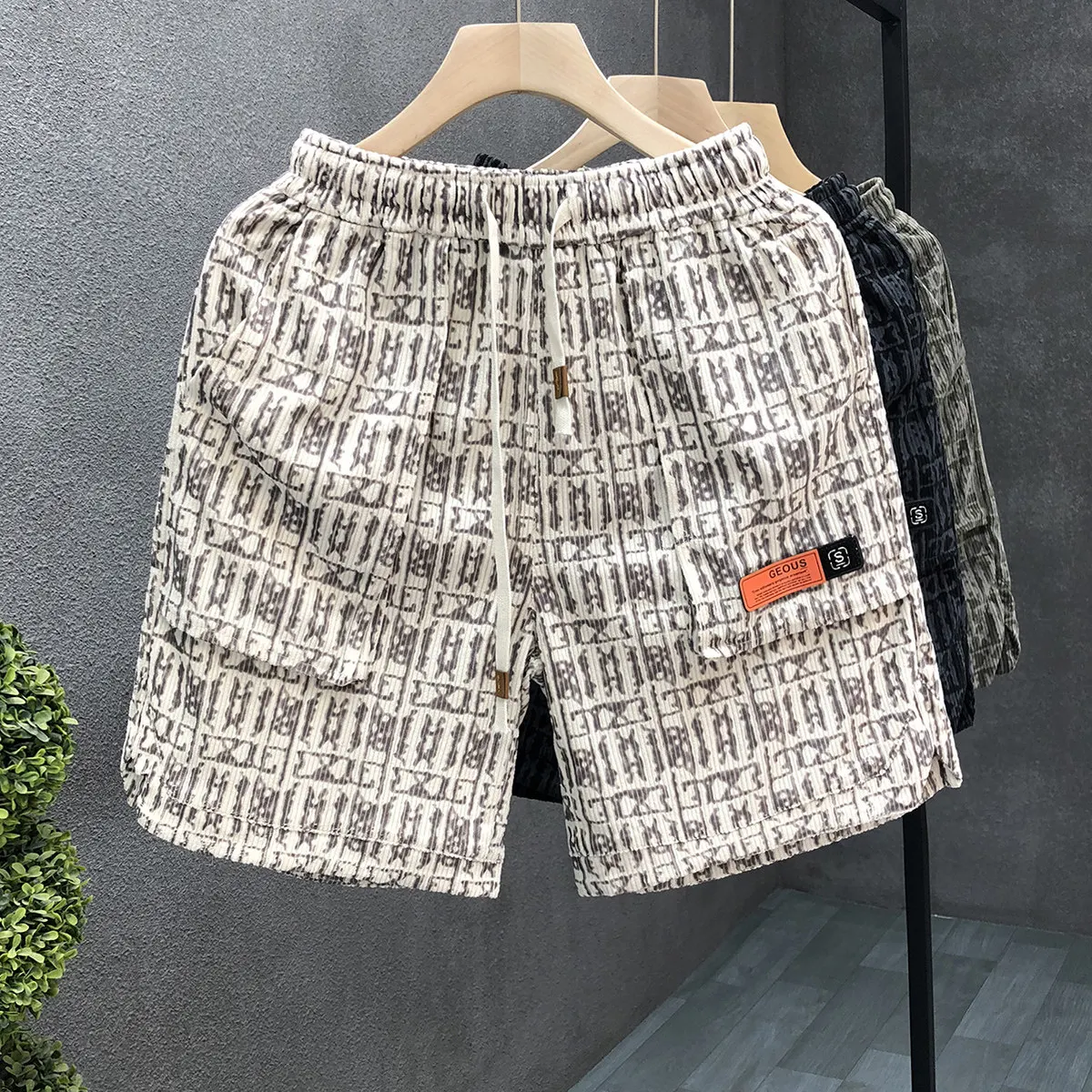 Men's Summer Ice Silk Quick Dry Workwear Casual Sports Shorts Four Parts High Street Function Five Parts Mid-Pants