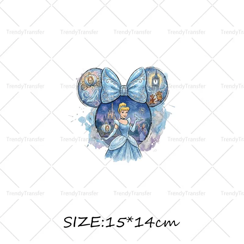 Muis Hoofd Prinses strijktransfers voor kleding, hittepers stickers, thermische patches op T-shirts
