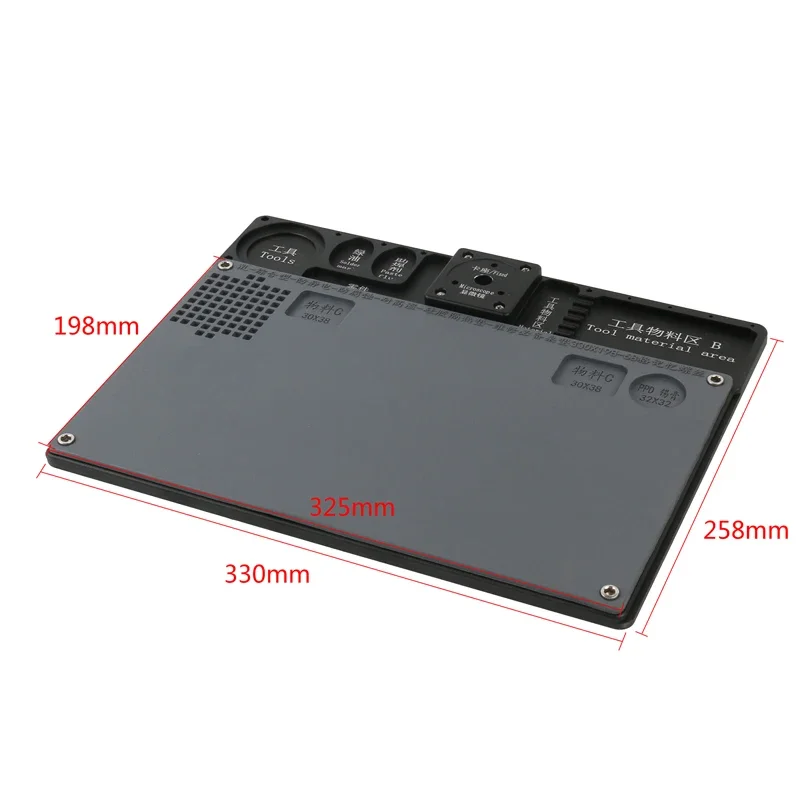 330*258mm Aluminum Alloy Repair Platfo Panel with Insulation Pad Fixed for Stereo Trinocular Binocular Microscope