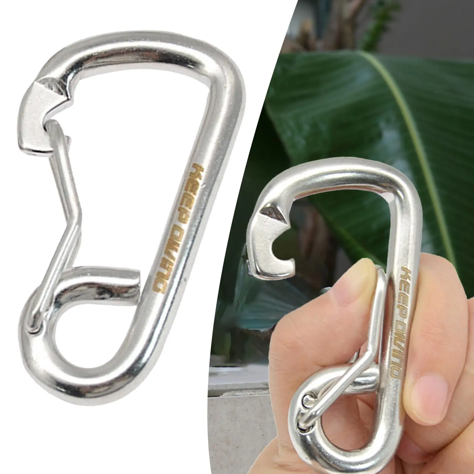 Stainless Steel Diving Snap Hooks Carabiner Scuba Diving Buckle Key Chain for Underwater Weight Belt Outdoor Sport Boating Ropes