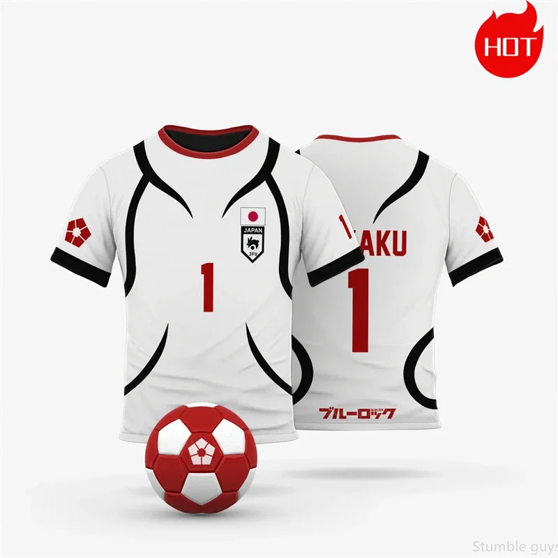 Anime Fußball-Fan Blaues Umkleide-T-Shirt Jungenkleidung Mädchen Kurzarm Harajuku Cosplay Grafik Freizeit-Oberteil