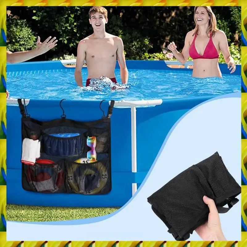 WFF Pool Pouch,Pool Toy Bag, Mesh Fabric Pool Toy Holder With Buckle Strap, Pool Float Storage For Swimming Pools Pool