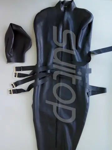 Combinaison de couchage en caoutchouc pour hommes, sac de couchage en Latex lourd de 0,8 mm, comprenant 4 ceintures et avec poche intérieure sur le bras