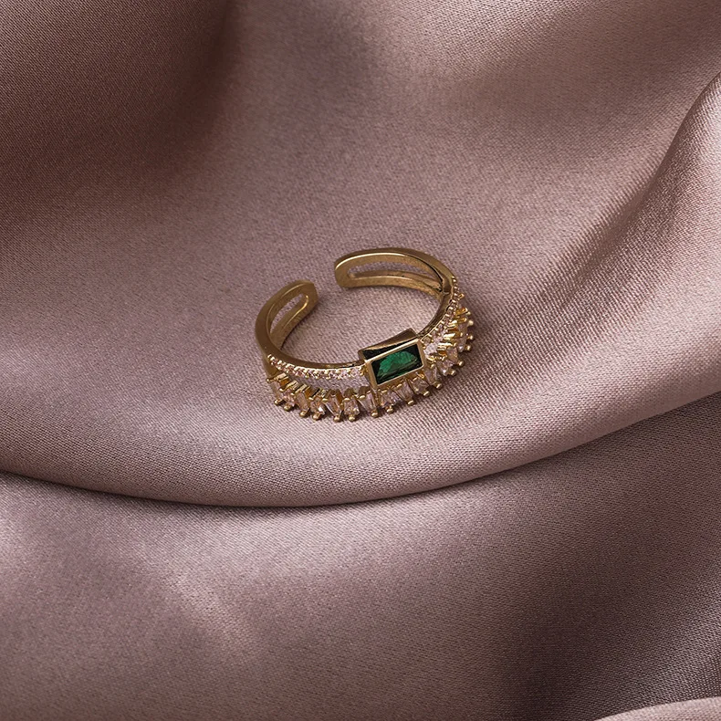 Ring Green Double Layer Open Adjustable Index Finger Unique Elegant Premium Quality Lightweight Durable for Women Daily Wear