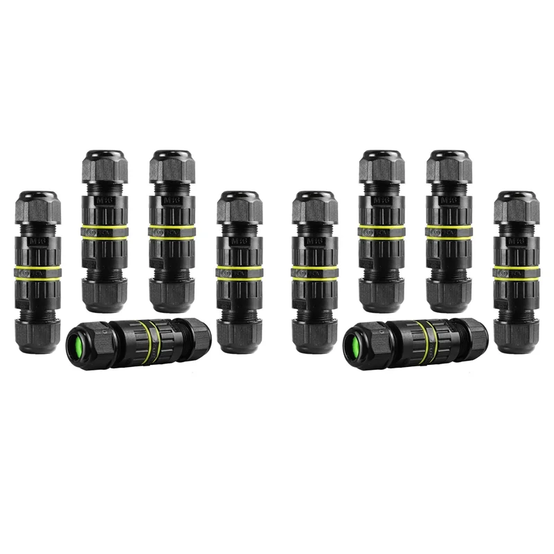 

10Pc IP68 Waterproof 2 Way 3-Core Junction Box Electrical Cable Connector M16 Wire Range(3.5-10Mm)