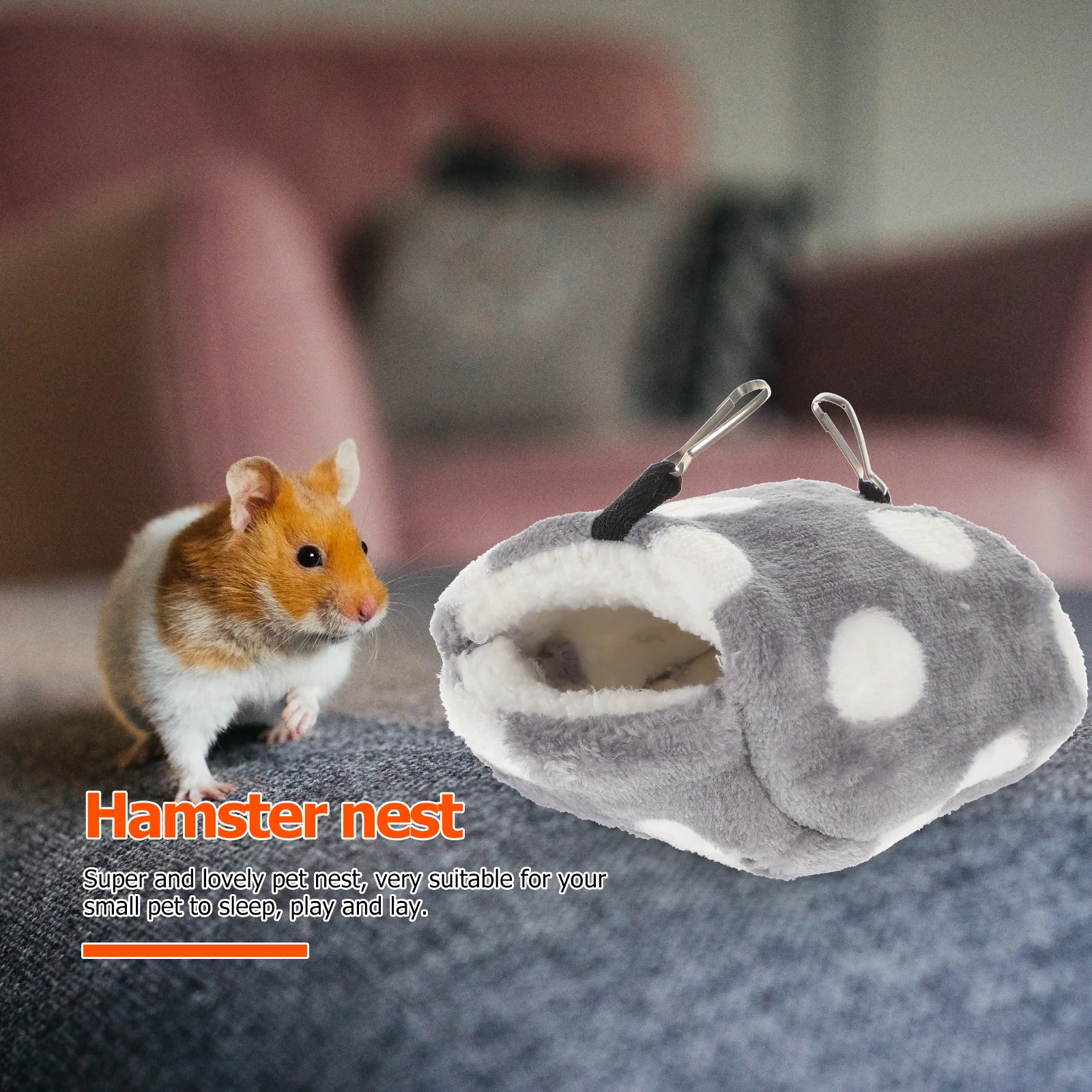 

Comfortable Grey Fleece Bed House Hammock Warm Dot Pet Bed Cage Accessories S Size Parrot Bird Hut Hamster Hammock