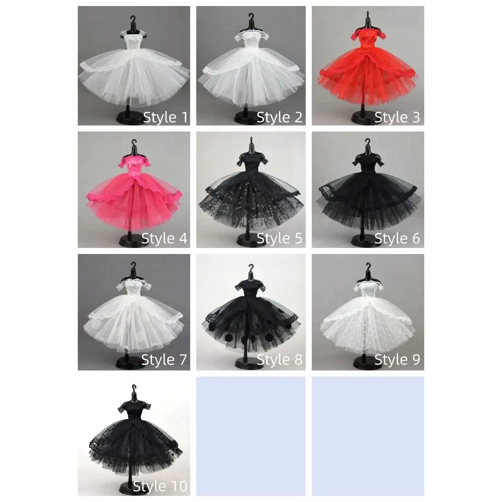Regalo per ragazza Abito per bambola Abito da sera per festa Abito da ballo Abiti per bambole in pizzo Tutu multistrato Abito da principessa per bambola punteggiata Giocattolo fai da te