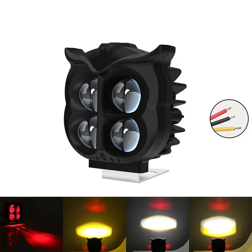 Motorcycle Spotlights Led Lens Headlamps 4 Light Modes Dual Color DRL Running Light Scooter Motorbike Flash Warning Lamp