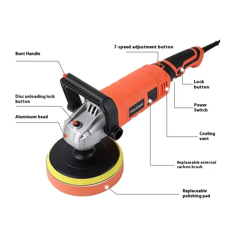1400W Adjustable Industrial Rotary Electric Orbital Polisher Multifunctional Car Waxing Polishing for Cars Floor Polisher