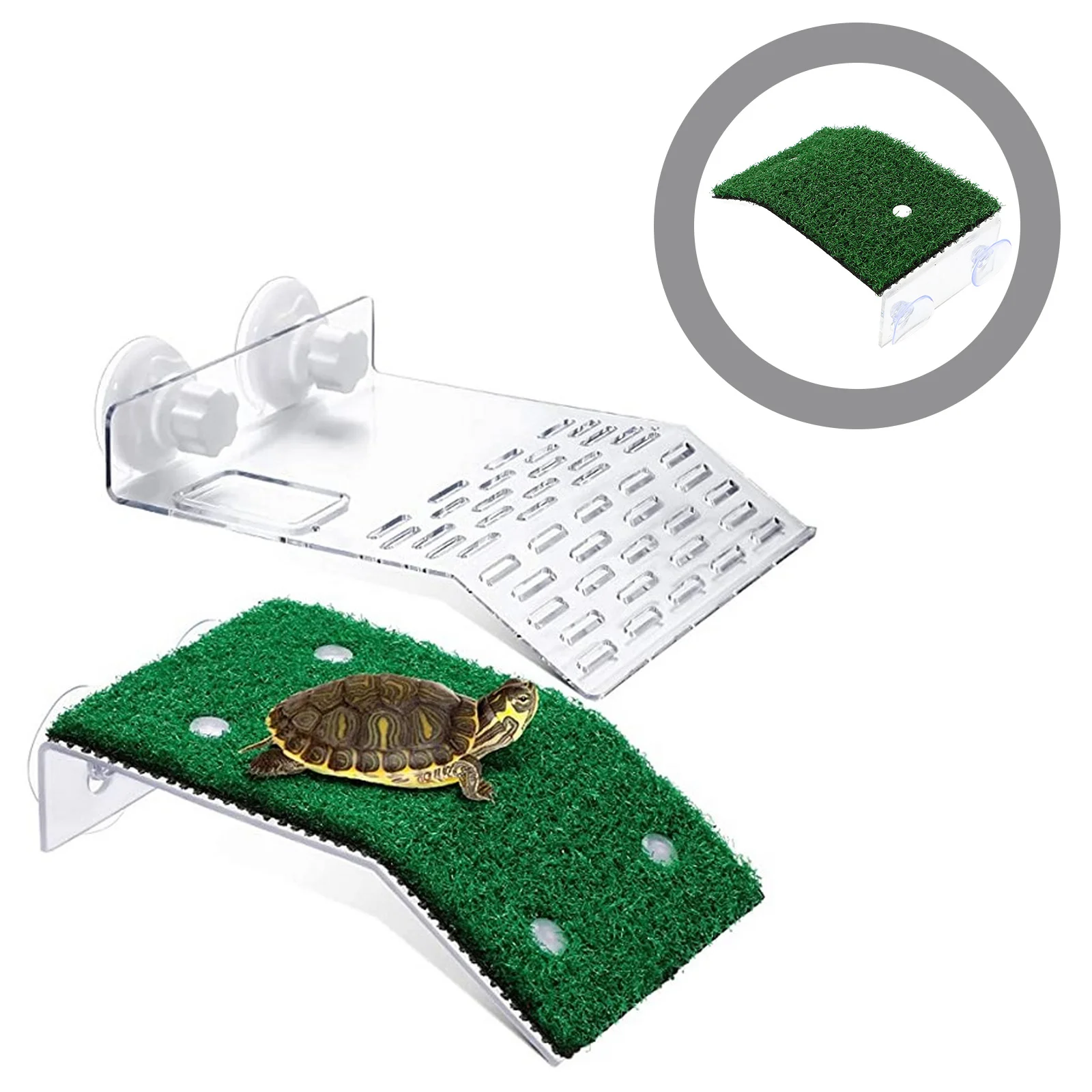

2pcs Acrylic Turtle Platform Removable Basking Dock For Reptile Tank Decorative Ramp Aquarium Accessories Tortoise Supply