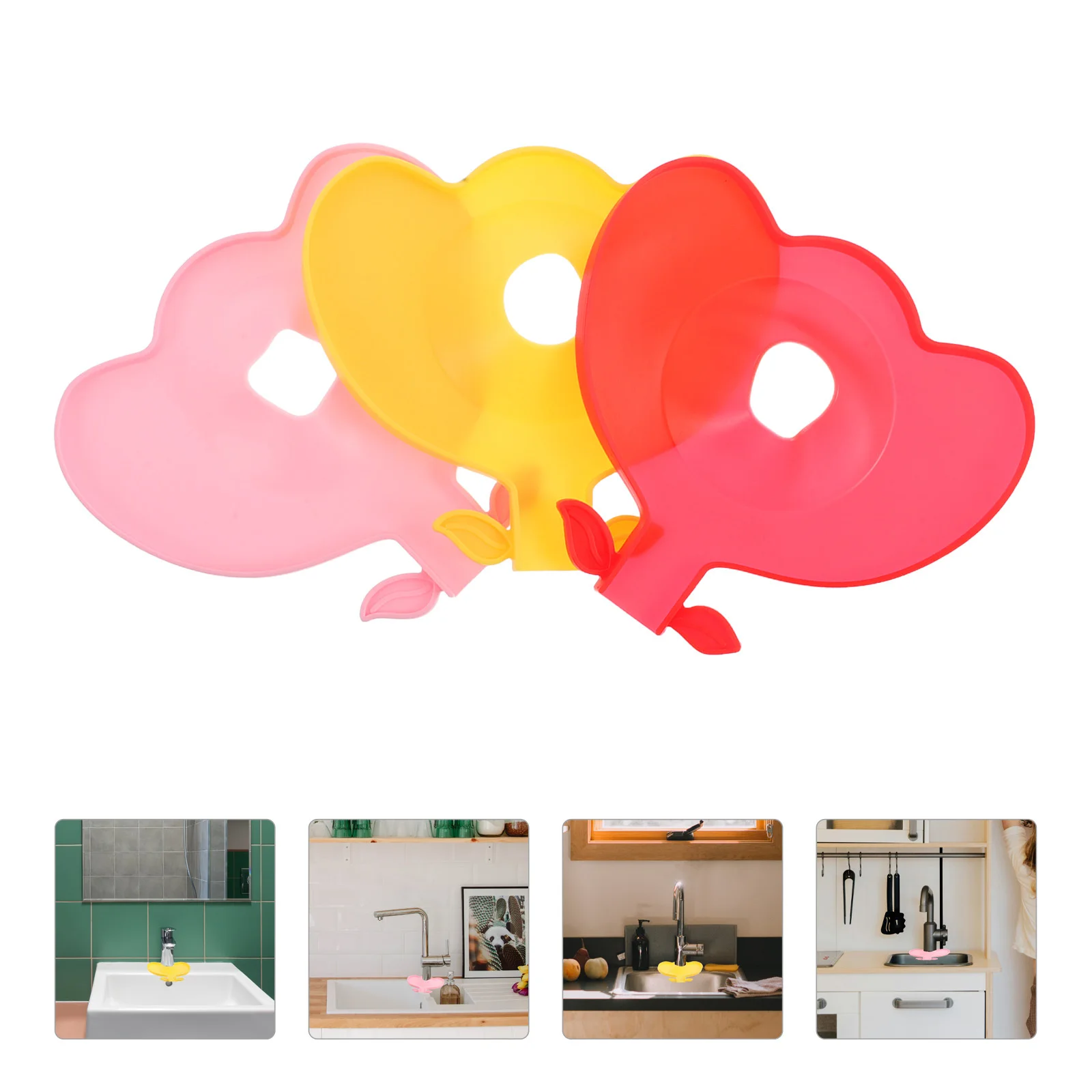 

3pcs Silicone Sink Mat Flexible Faucet Drip Catcher For Kitchen Bathroom Catcher Mat, Sink Protector, Faucet