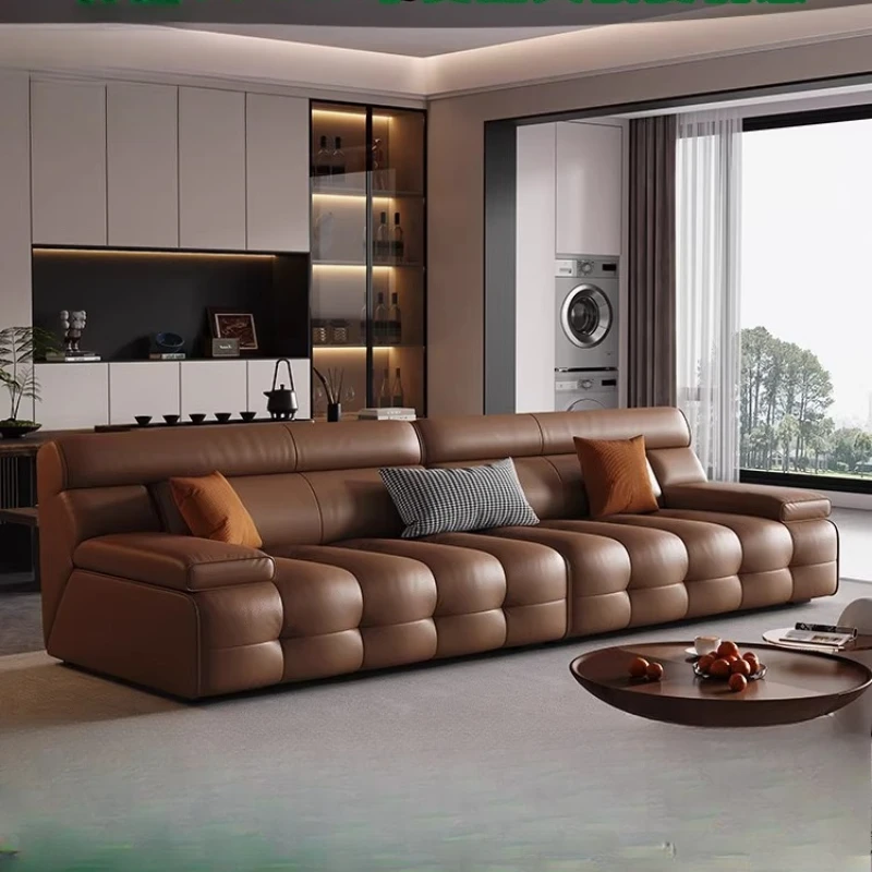 

Modern simple leather sofa, modern minimalist, small living room, high backrest straight row sofa