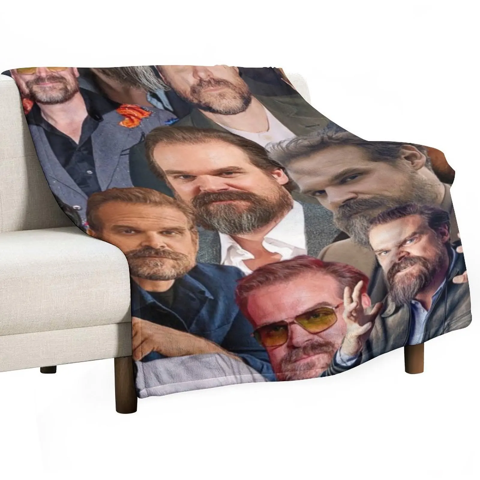 

david harbour photo collage Throw Blanket Beach Cute Luxury Designer Sleeping Bag Blankets