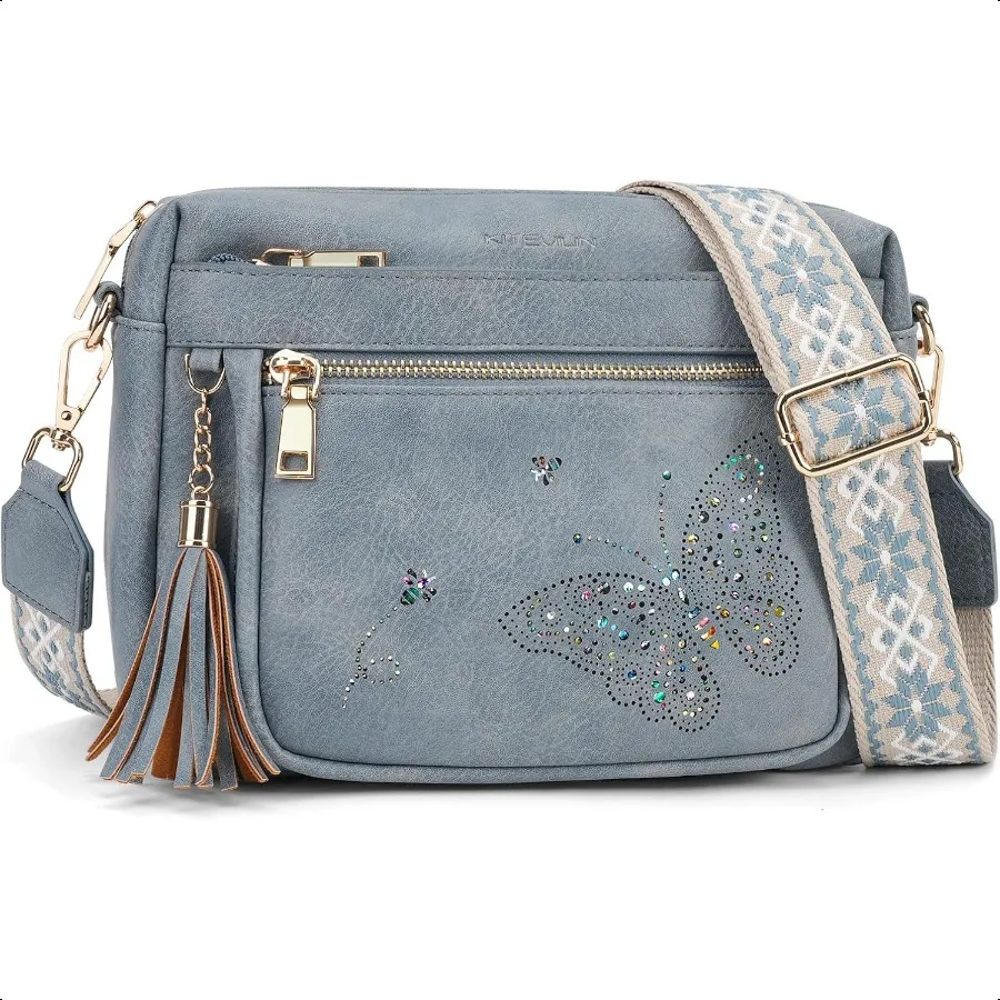 

Crossbody Bags for Women Trendy Leather Crossbody Purse Shoulder Handbags Butterfly Design