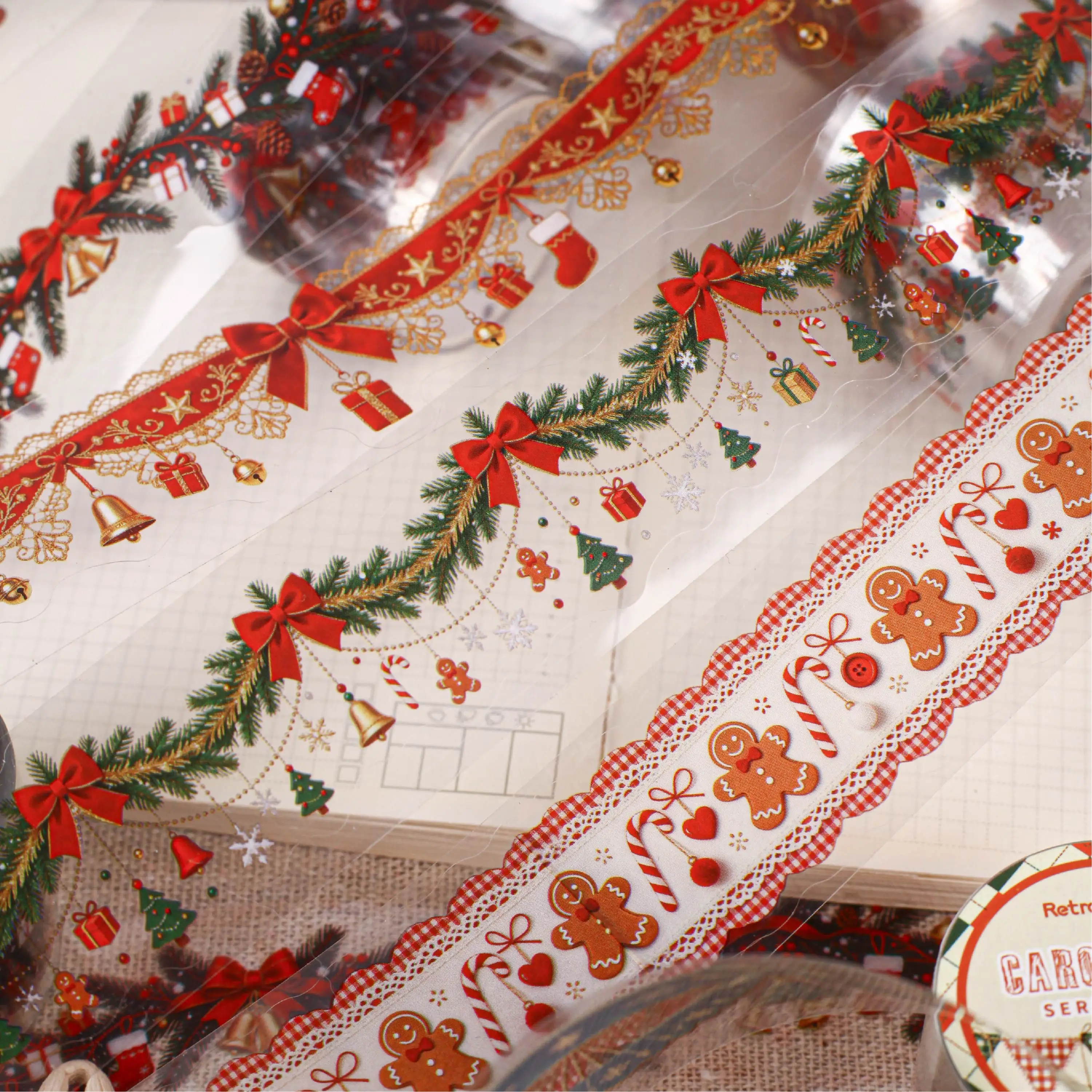 30mm*200cm Vintage Christmas Tree Ornament Landscape PET Tape Creative DIY Journal Material Collage Scrapbooking Stationery