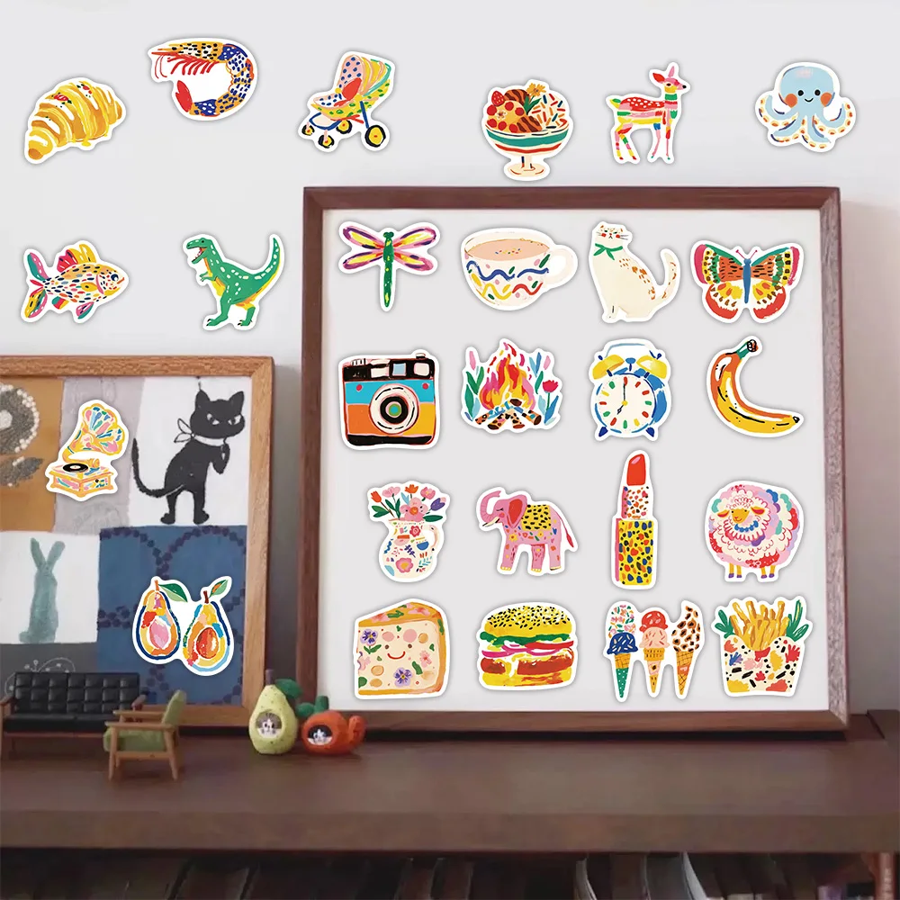 50개 만화 컬러 일러스트 그래피티 스티커 장식 기타 노트북 여행가방 전화 DIY 방수 스티커