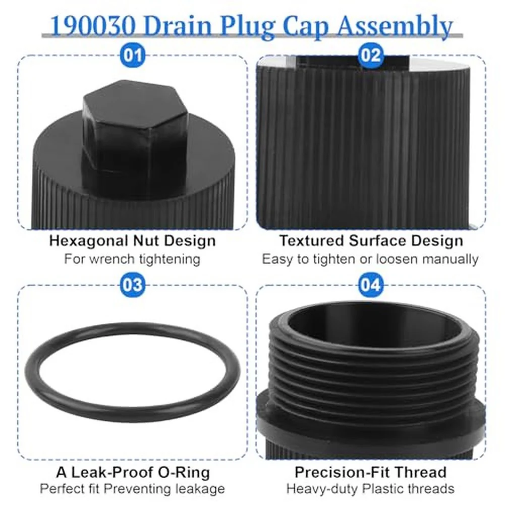 Spa Filter Drain Cover 190030 Drain Adapter Crack Resistant Material For Pool Water Draining For 1-1 2 Inch Drain Ports