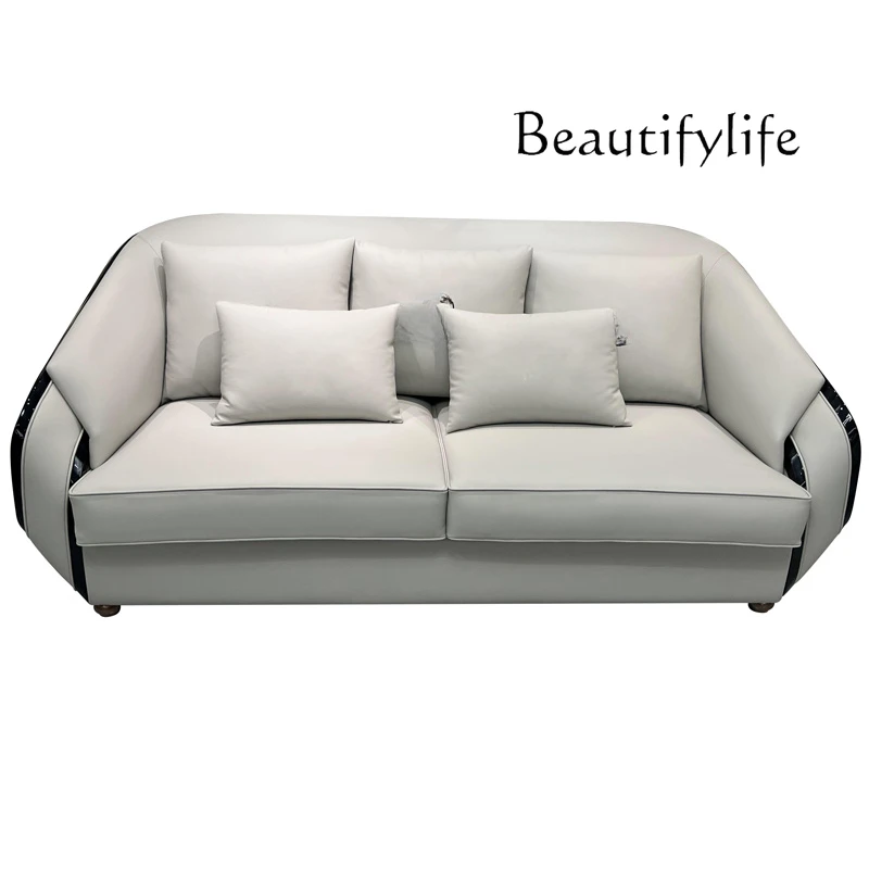 

Light luxury Italian leather sofa combination villa high-end living room furniture simple