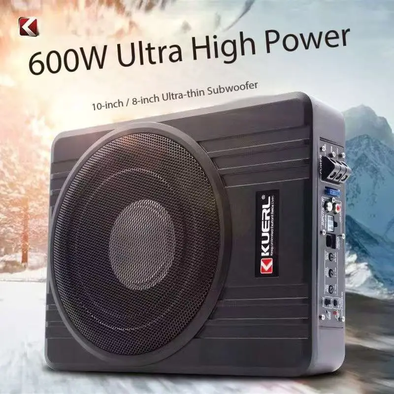 Aluminum Alloy Casing 8/10inch Car Audio Active Subwoofer Built-in Amplifier RMS Power 150W MAX 600W with Wired Volume Control