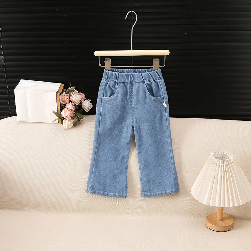 0-6 Jahre Baumwoll-Jeans für Mädchen, Denim-Schlaghosen, Einfarbige Kinder-Freizeithosen, Kinderjeans für Mädchen für Frühling und Herbst – Detail 2