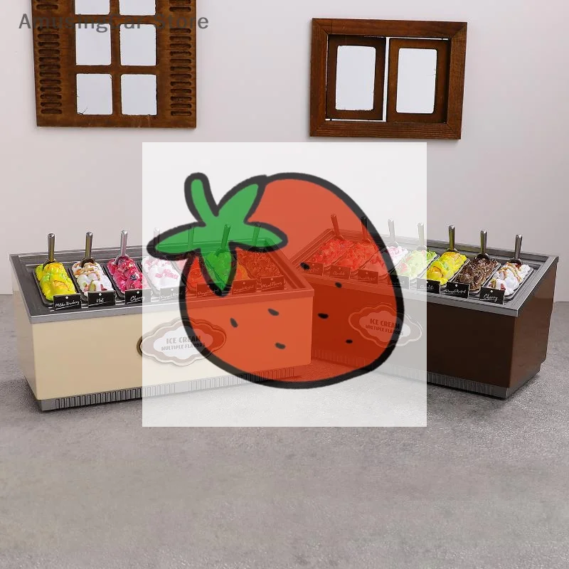 مجموعة لعب خزانة الآيس كريم للأطفال 1/12 بيت الدمى المصغر - مجموعة ألعاب المطبخ المحاكاة للحلوى