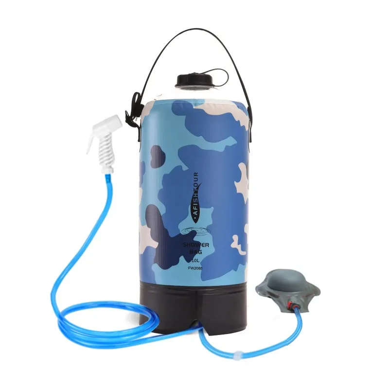 

10L Portable Outdoor Inflatable Shower Foldable Pressure Shower Water Bag Camp Shower With Foot Pump Camping Hiking