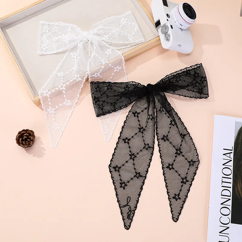 

Premium French Star Lace Hair Scarf Women Elegant Embroidery Ribbon Tie Hair Band Belt Fashion Headwear Accessory