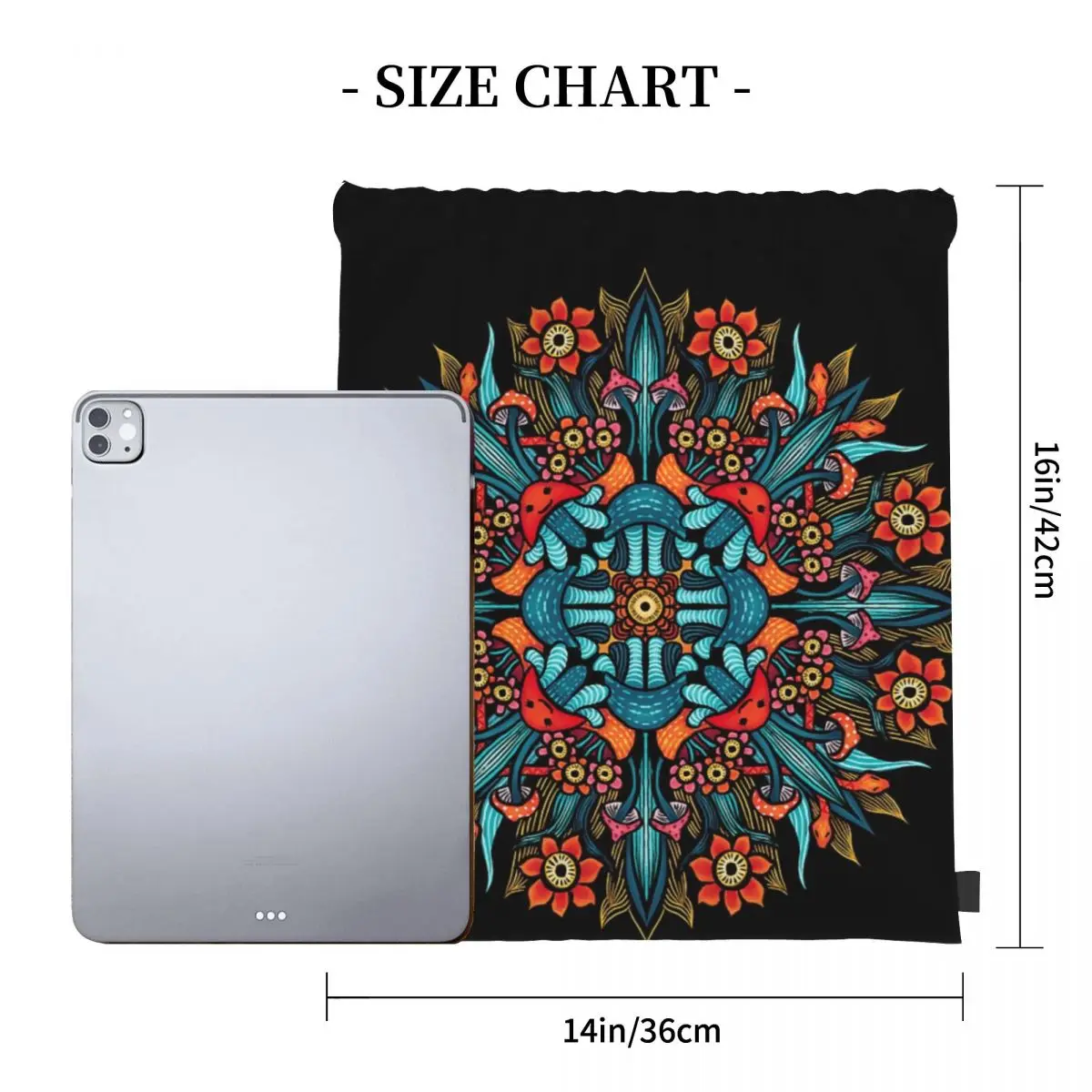 Trippy Hippie Psychedelic Colorful Mandala With Mushrooms Backpacks Drawstring Bags Shoes Bag Book Bags For Man Woman Students