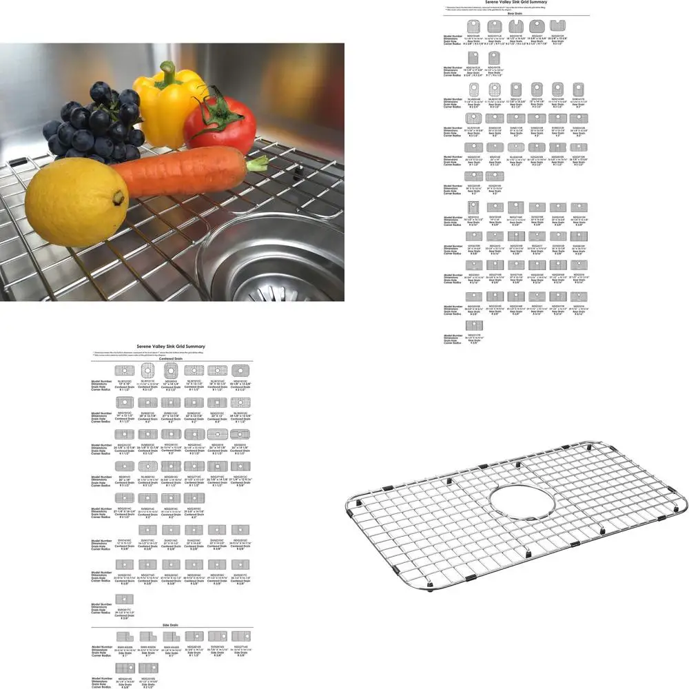

Centered Drain Stainless Steel Sink Grid, 25-1/8 x 12-7/8 with 1-1/2 Radius