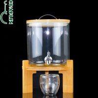5L Airtight Hot and Cold Water Handmade Glass Drink Water Juice Beverage Dispenser With Tap Ginseng Glass Bottle Dispenser