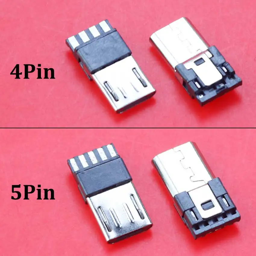 Cltgxdd 1Set Micro USB 4Pin 5PIN Male Connector Plug Metal Shell Welding Wire Data OTG Line Interface DIY Data Cable Plug