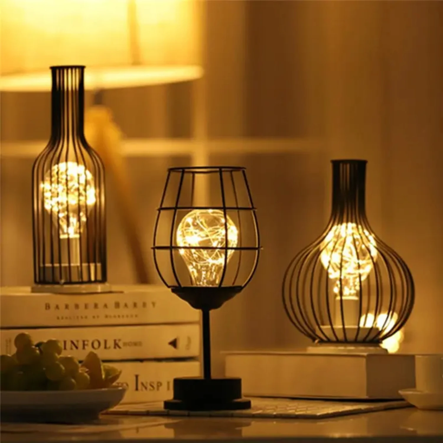 Art LED Table Lamp Night Light Bedroom Retro Iron Decoration