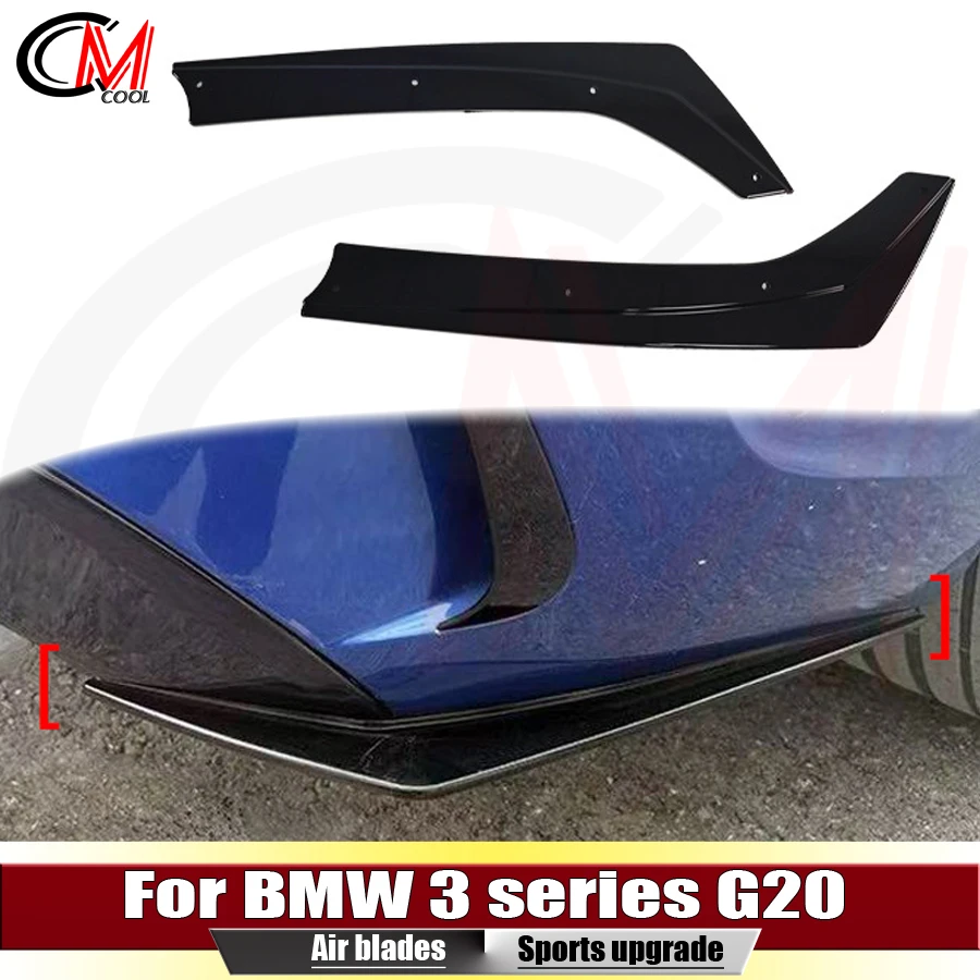 For BMW 3 Series G20 2020-2022 Sport Rear Bumper with Black Air Intake Blades and Plastic Wind Blades For Aerodynamic Upgrades.
