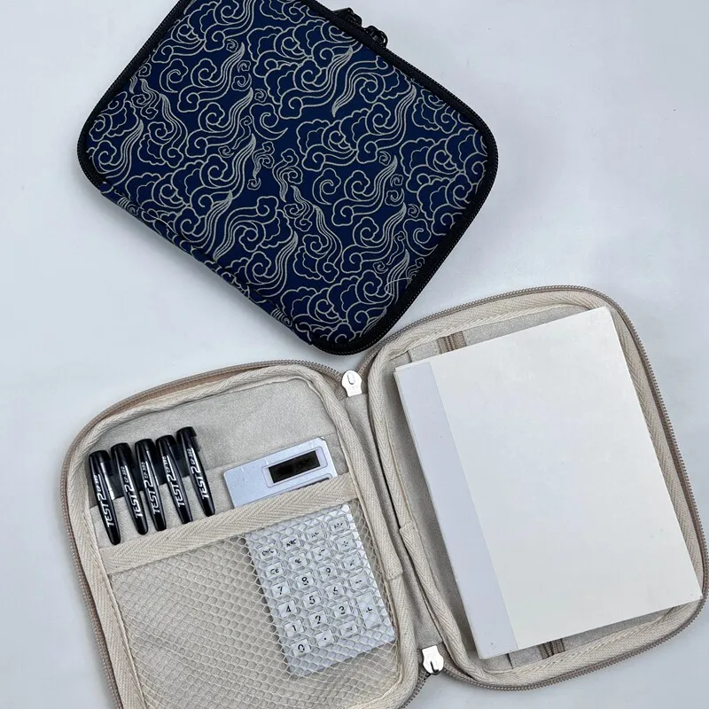 a6-stationery-bag-hand-pen-bag-fabric-shaobing-baked-cake-in-griddle-bag-storage-bag-zipper-multi-function-size-17x13cm