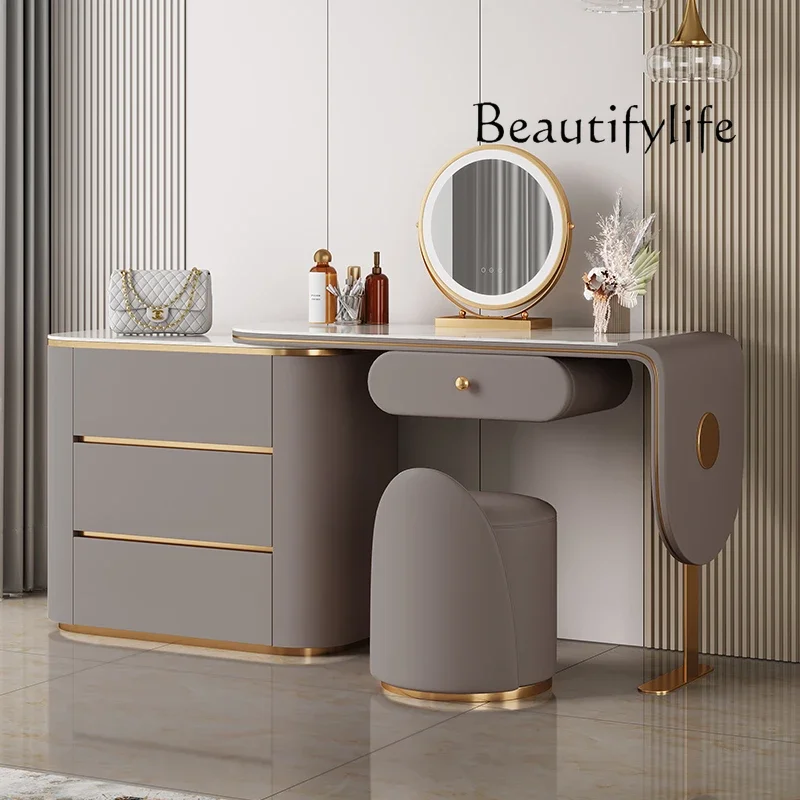 

Q X Mirror Lights Chair Vanity Table Stool Bedroom Makeup Modern Luxury Dressing Table Storage Drawer Penteadeira Quarto Furnitu