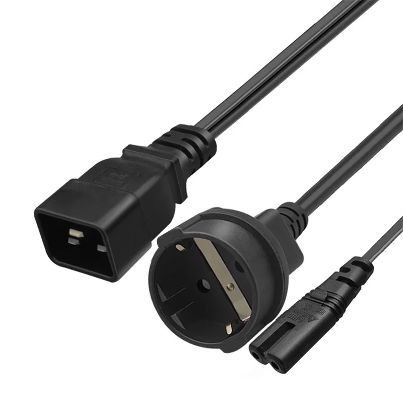 Cabo de Extensão de Alimentação, IEC320, C20, IEC C7, 4.8mm, EU, European Plug Cord, França, Bélgica, Espanha, Holanda, Conversor 0.3m, UPS, PDU