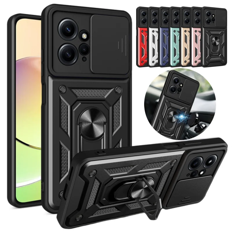 For Xiaomi Redmi Note 12 4G Case Shockproof Armor Phone Case For Redmy Redmi Note12 2023 Magnetic Ring Holder Lens Protect Cover