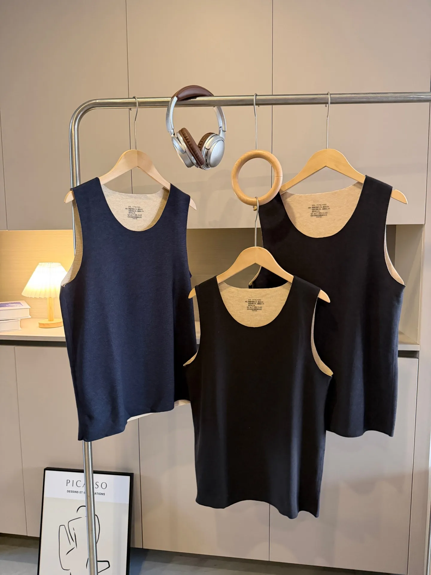 

Men's Faion Urban Sle Double-Sided Fce Mixed Wool Silk Base Layer Vest Warm Cozy Sl Autumn Winter ential