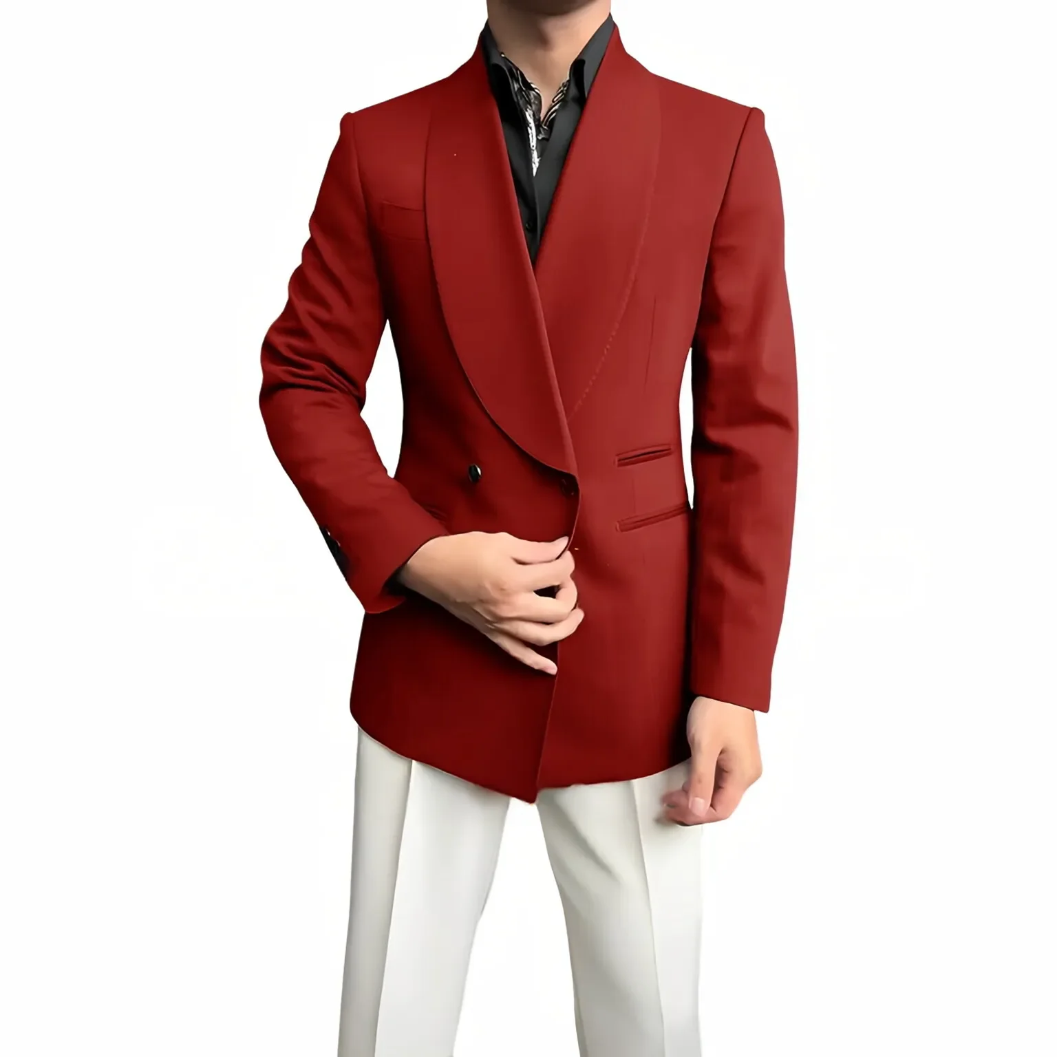 Elegant men's suit 2-piece (jacket+pants) Dark green double-breasted custom premium tuxedo wedding cocktail Banquet Xmas party