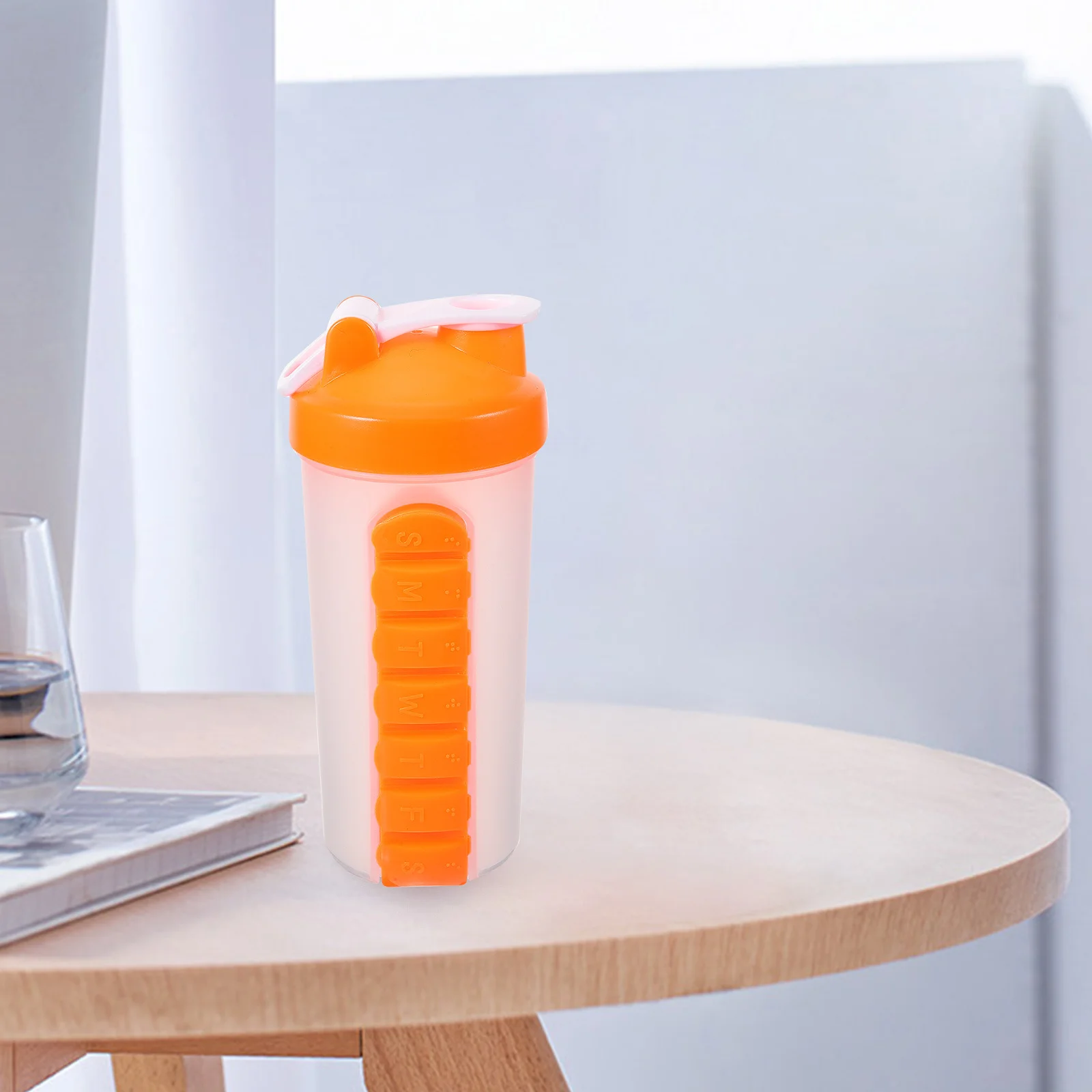 زجاجة مياه محمولة للاستخدام اليومي، حاوية مشروبات متعددة الوظائف، كوب شاكر رياضي، صندوق حبوب قابل لإعادة الاستخدام، متين، سعة كبيرة