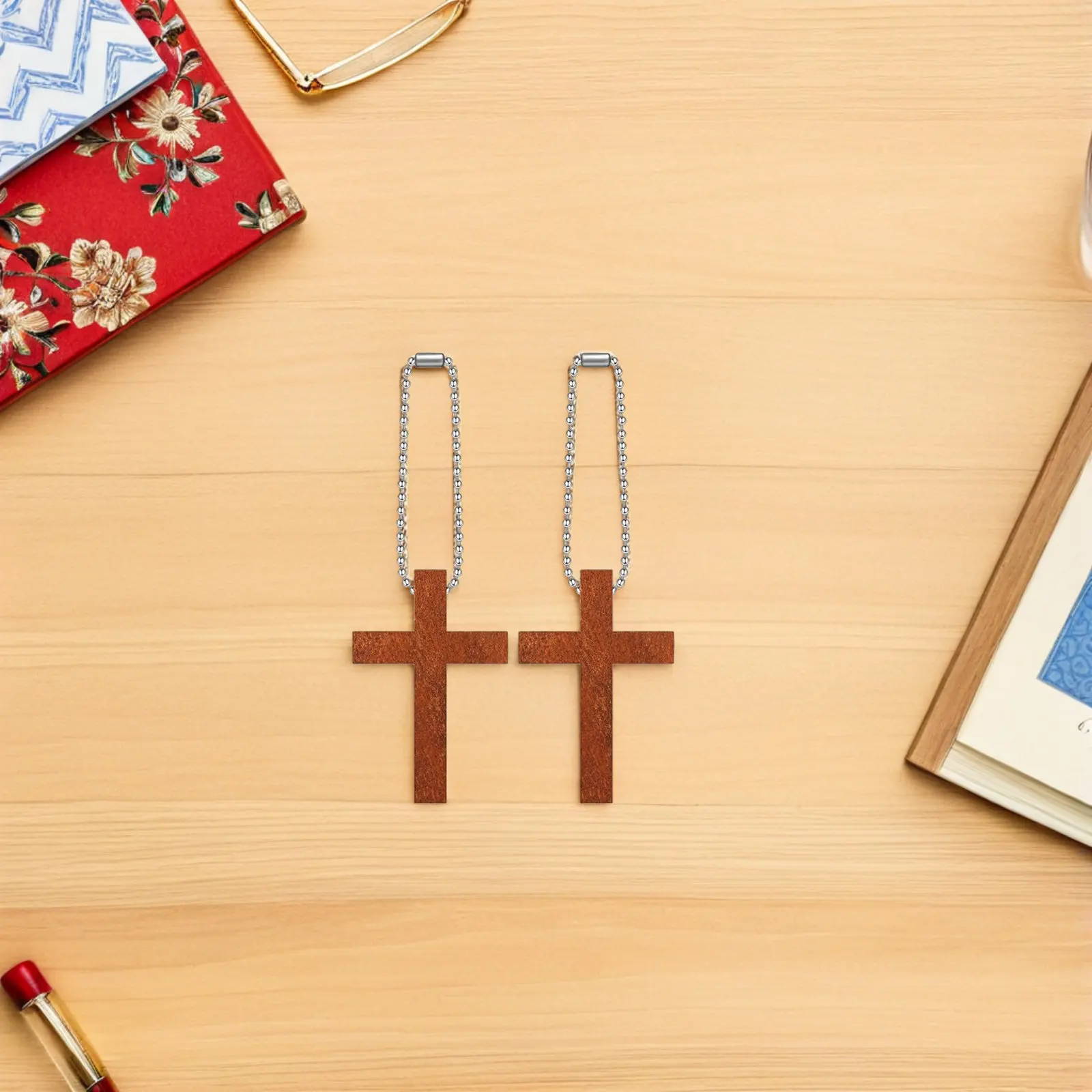 40Pcs Wooden Cross Pendant Vintage Mini Hanging Ornaments Religious DIY Craft Prayer Charms Church Volunteer Gifts