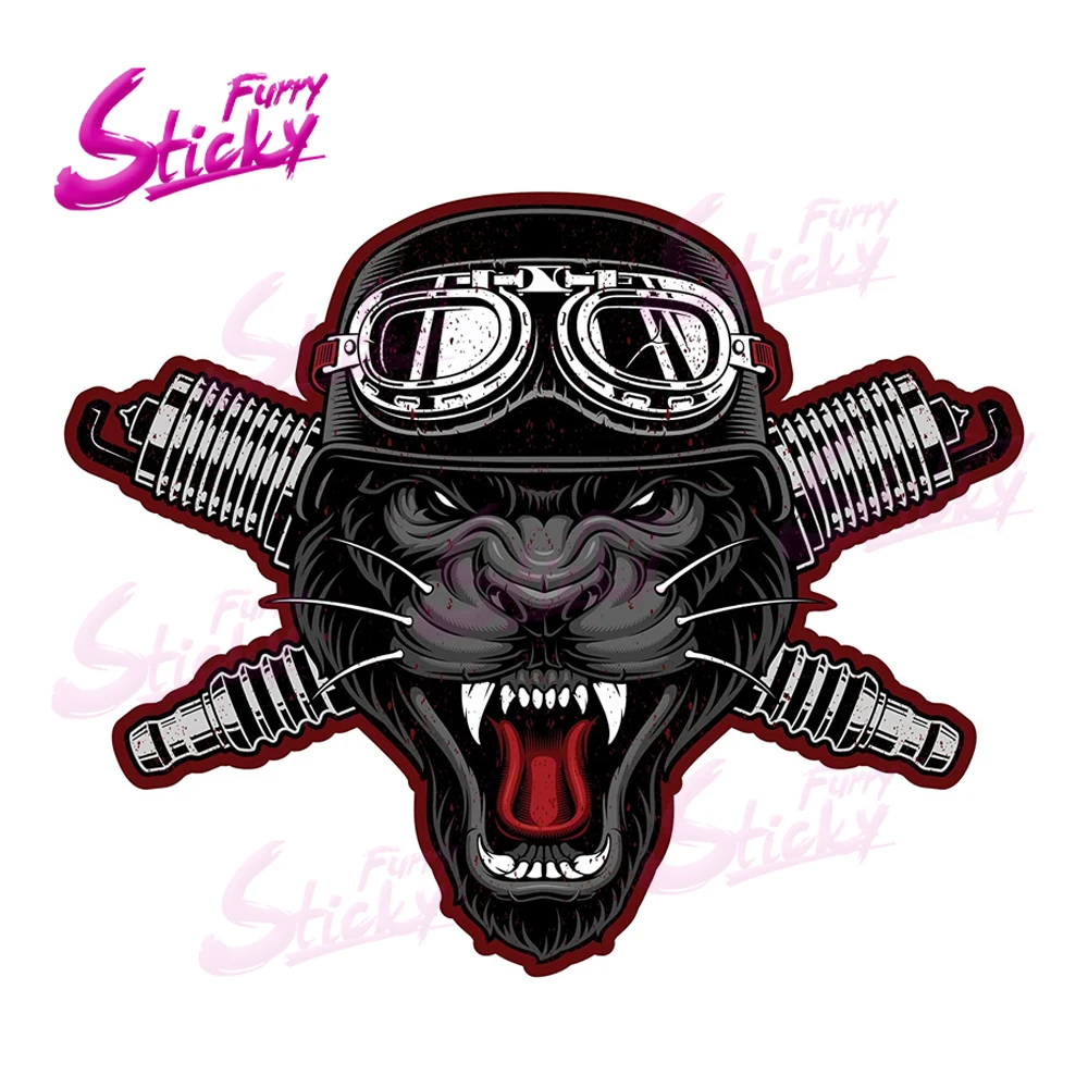 Furry Sticky Skeleton Repairman Skull Car Sticker for Motorcycle Bicycle Chopper Enduro Motocross Vintage Retro Sticker