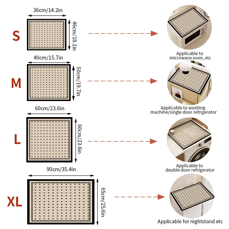 Retro Pattern Washing Machine Dust Cover Kitchen Mat Bathroom Rugs Refrigerator Top Dust Proof Mats Coffee Drain Pad Home Decor
