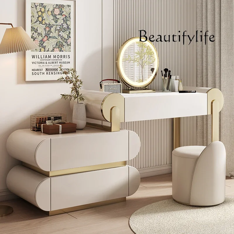 

XX Women Modern Vanity Table Luxury Bedroom Makeup Mirror Chair Drawers Dressing Table Wood Girl Penteadeira Postmodern Furnitur