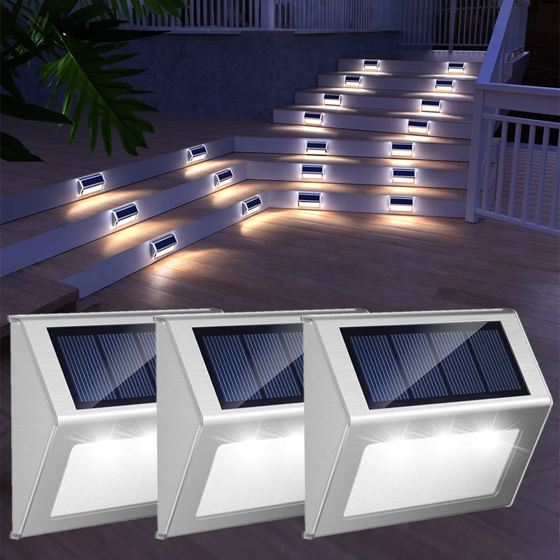 أضواء السياج الشمسية LED في الهواء الطلق أضواء للأرضيات مقاوم للماء خطوة الإضاءة لدرج درج فناء الشرفة مسار الممشى حديقة